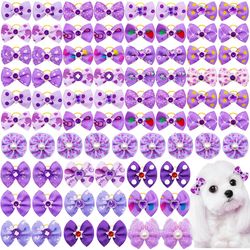 pet dog hair accessories: pearl diamond dog bows for small dogs
