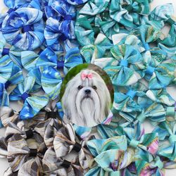 Tie Dye Style Yorkie Pet Bows: Small Dog Grooming Accessories