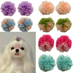 Colorful Mesh Ball Pet Hair Bows: 10pcs Dog & Cat Grooming Supplies