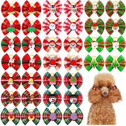 Dog Hair Bows: Christmas Grooming Plaid Bowknots for Small Dogs