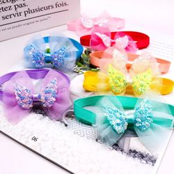 Lace Pet Dog Bowties: Sequin Angel Wing Fashion Bulk Dog Bow Ties