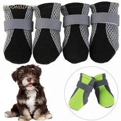 Breathable Waterproof Pet Dog Shoes for Safe Night Walks - Reflective Boots for Small/Medium Dogs