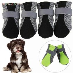 breathable waterproof pet dog shoes for safe night walks - reflective boots for small/medium dogs