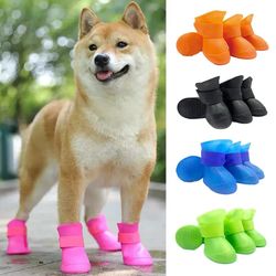 Waterproof Pet Rainshoes: 4Pcs Anti-Slip Boots for Dogs & Cats - Small to Large Sizes