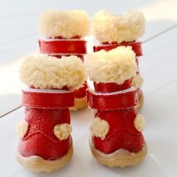 Warm Winter Shoes for Dogs: Non-slip Footwear with Fur for Small Pets