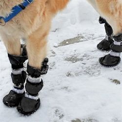 dog boots - waterproof shoes with reflective strips, anti-slip sole