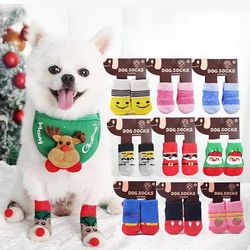 Pet Non-slip Socks: Indoor Warm Dog/Cat Christmas Foot Cover Shoes - Small Dog