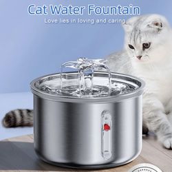 Stainless Steel Pet Drinker Bowl: Auto Water Fountain for Cats & Dog
