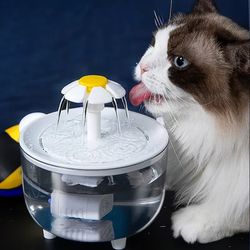 Automatic Circulating Pet Water Fountain: Cat Dog Mute Dispenser, Transparent Petal Filter, Power Outage Off