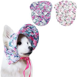Floral Dog Cap: Sun Protection with Ear Holes for Girl Puppies