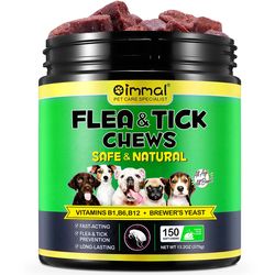 natural chewable flea & tick prevention for dogs: control supplement for all breeds