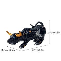 NORTHEUINS Wall Street Bull Market Resin Feng Shui Fortune Statue for Office Decor