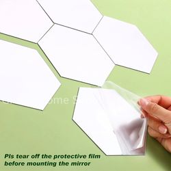 gold hexagon mirror sticker tiles: diy wall decor