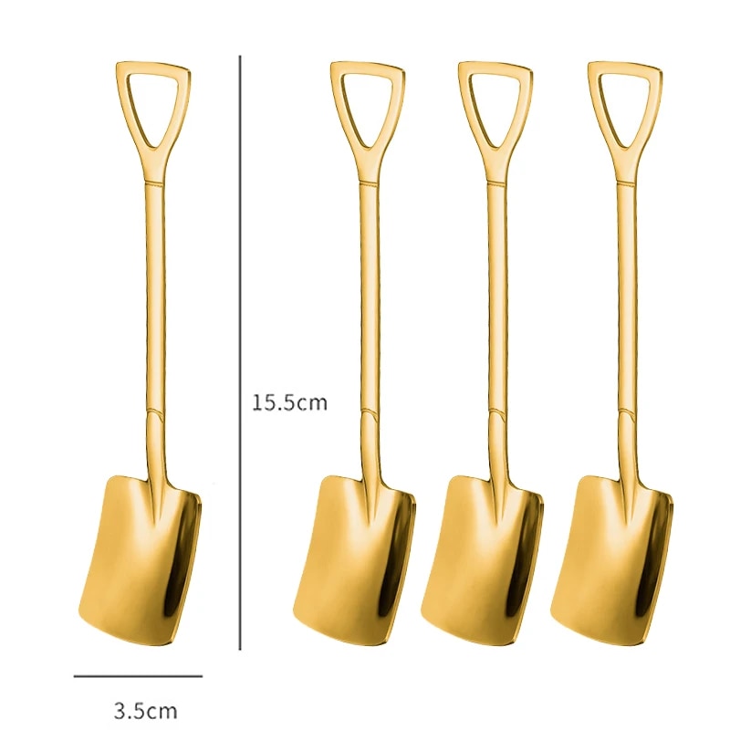 W6vl4pcsSetStainlessSteelShovelPointSpoonsCoffeeTeaSpoonIceCreamDessertTipScoopsCutle