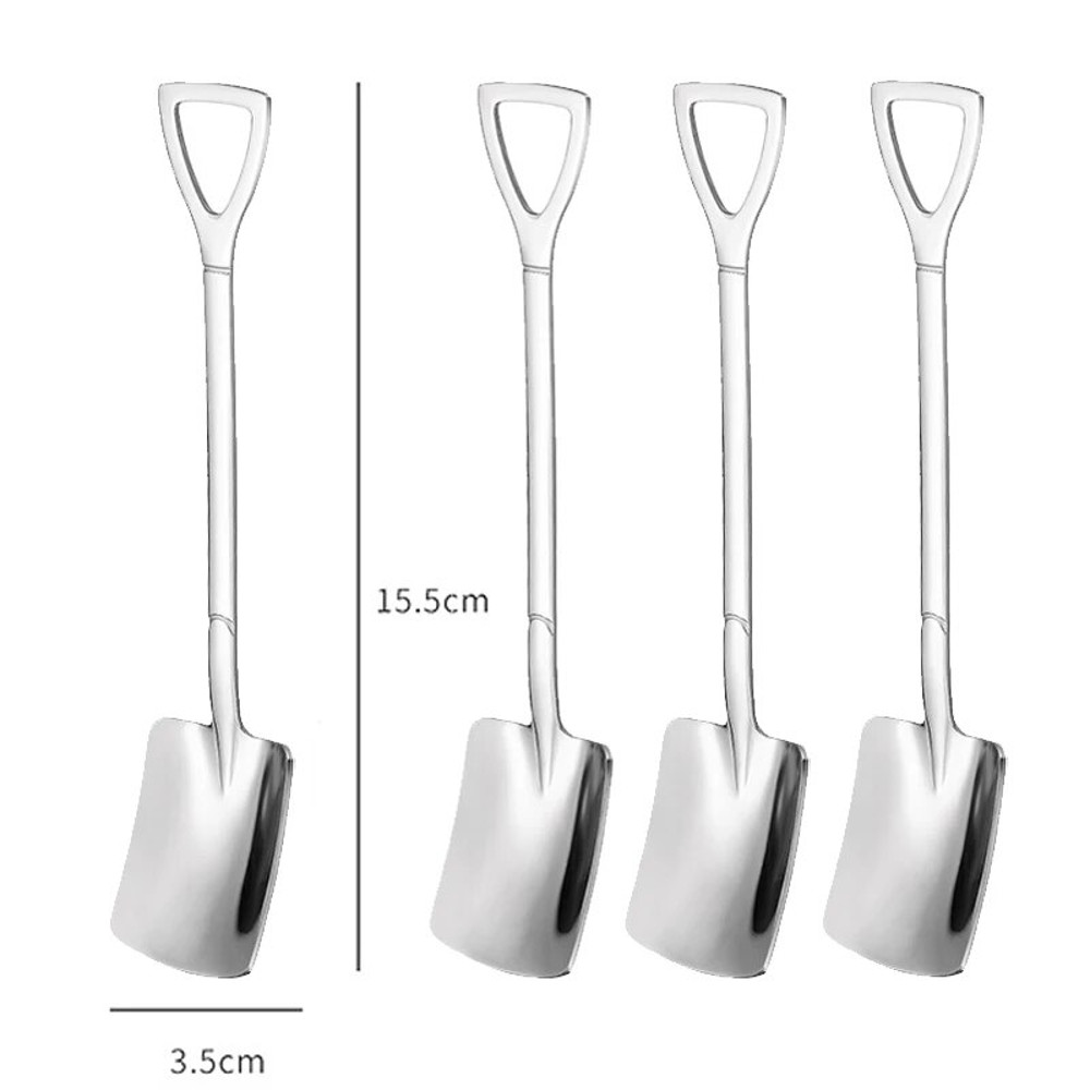 PNh04pcsSetStainlessSteelShovelPointSpoonsCoffeeTeaSpoonIceCreamDessertTipScoopsCutle