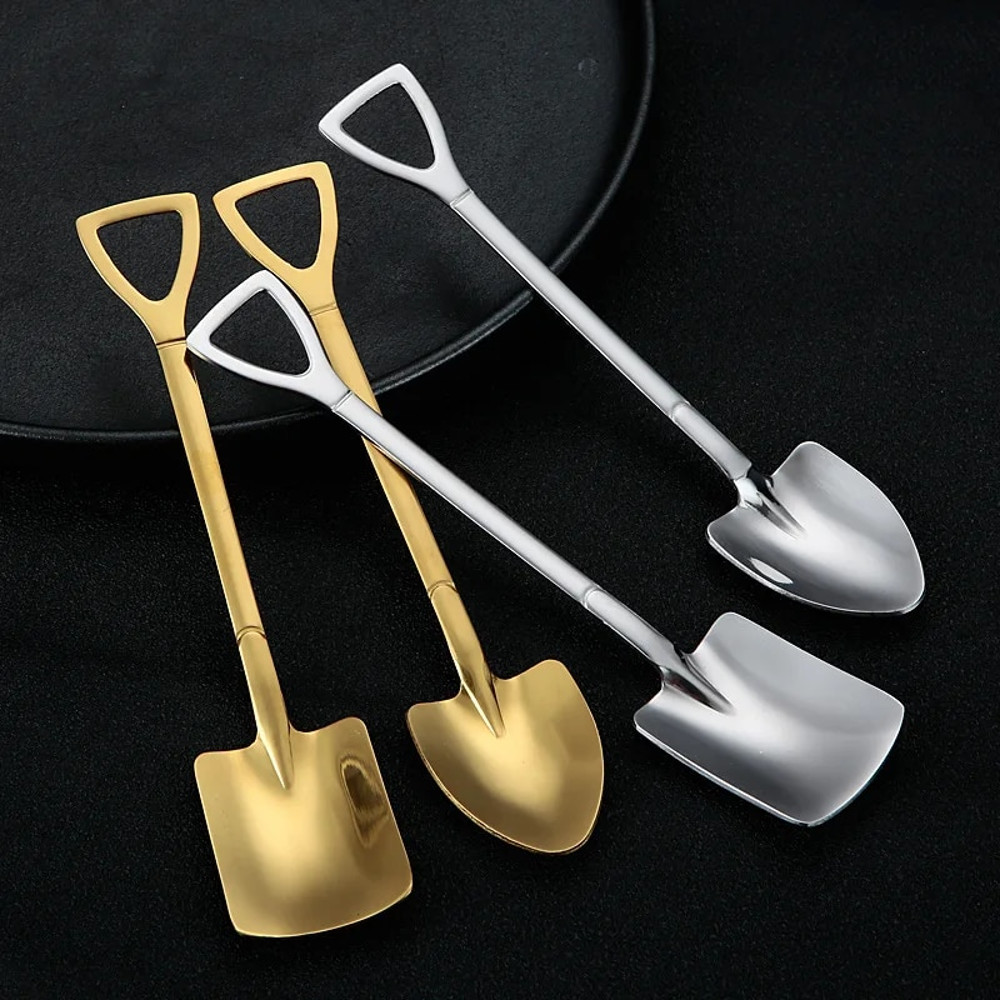 lMHx4pcsSetStainlessSteelShovelPointSpoonsCoffeeTeaSpoonIceCreamDessertTipScoopsCutle