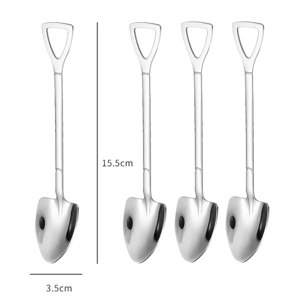 Ce4t4pcsSetStainlessSteelShovelPointSpoonsCoffeeTeaSpoonIceCreamDessertTipScoopsCutle