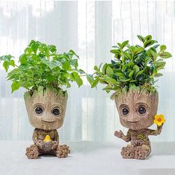 disney marvel avengers groot mini figure pen holder & flower pot - action figure sitting groot, ideal christmas kids gif