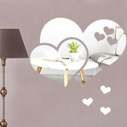 3D Glass Mirror Wall Stickers Hearts: DIY Love Decals for Wedding Decor