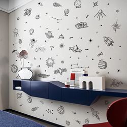 Cartoon Universe Theme Wall Sticker: Bedroom & Nursery Decoration