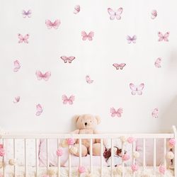 Watercolor Butterfly Wall Stickers: Girls Room, Kids Bedroom, Nursery Decor