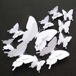 3D White Butterfly Wall Sticker: Home Decor, 18cm Butterflies, Magnet Fridge Decals