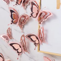 12pcs 3D Butterfly Wall Stickers - Self Adhesive Wallpaper for Home DEcor - Kids Room DIY Decal