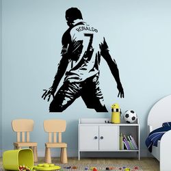 Football Cristiano Ronaldo Vinyl Wall Sticker | Soccer Athlete Decals for Room Decoration