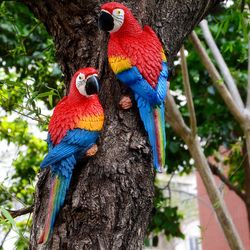 Resin Parrot Statue: DIY Outdoor Garden Decor - Wall Mounted Animal Sculpture for Home, Office, or Garden Ornaments