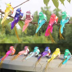 6PCS Artificial Feather Bird | Fake Birds Christmas Decoration Foam Animal | Wedding Home Garden Ornament Gift Craft Bir