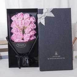 Artificial Soap Flower Rose Bouquet Gift Box - Perfect Valentine's Day, Birthday, Christmas, Wedding Decoration for Moth