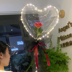 1pc LED Light Rose Balloons: Mother's Day, Wedding Decor, Birthday Party, Valentine's Day Gift | Heart LED Rose Balloon