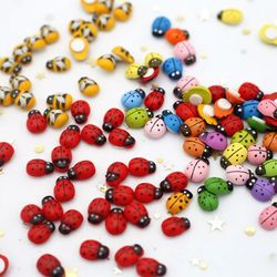 Colorful MINI Wood Bee Ladybug Decoration: DIY Handmade Gift 50/100pcs