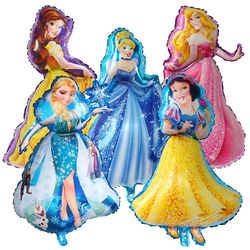 5 large disney princess balloons - snow white, cinderella, elsa - perfect for girl's birthday party decorations & gifts
