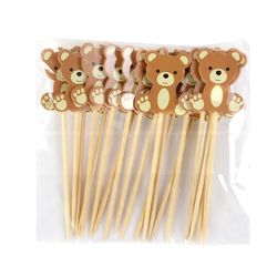 cute bear food picks: 20pcs cake dessert toothpicks for wedding, birthday & baby shower decorations - christmas fruit fo