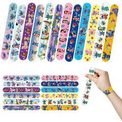12pcs disney lilo & stitch slap bracelets: colorful bulk wristbands for kids birthday party decoration and gifts