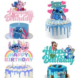 disney lilo stitch happy birthday cake topper: perfect party decoration for baby showers & diy baking supplies - kids gi