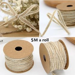 0.5cm jute burlap rolls with lace - rustic wedding decoration diy ornament
