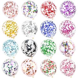 gold confetti latex balloons: glitter clear helium balloon decorations - wedding, baby shower, birthday party supplies
