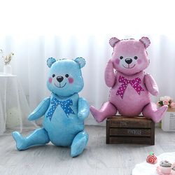 3d standing bear foil balloons: boy girl pink blue baby bear ball decorations