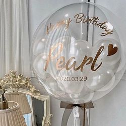 Personalized Bubble Balloons: 18/24/36-inch with Custom Name Stickers for Wedding, Birthday, Baby Shower Decorations
