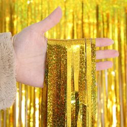 1-4m Foil Tinsel Curtain Birthday Party Decorations for Girls | Wedding & Bachelorette Backdrop Curtain Photozone