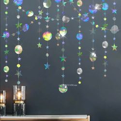 Laser Mirror Paper Star Dot Garland: Perfect for Wedding, 1st Birthday, Baby Shower & Christmas Decor