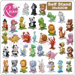 selfstand 3d animal foil balloons: fox, koala, lion, elephant, panda, cow - perfect for birthday parties & baby showers!