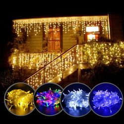4m 96leds 220v christmas garland led curtain icicle string lights - holiday outdoor decor for garden streets