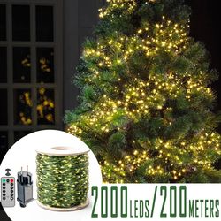 200m green wire fairy string light: waterproof firefly lamp with remote for christmas, halloween, wedding decor