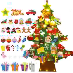 diy felt christmas tree 2023 decorations for home navidad xmas tree with lights ornaments new year gift