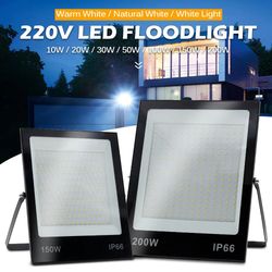IP66 Waterproof LED Flood Light - 50W to 200W Black Shell Spotlight for Garden, Street, Gate - AC220V