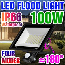 220V LED Street Lamp with PIR Motion Sensor: Waterproof Floodlight for Outdoor Lighting - Flood Light Reflector Spotligh