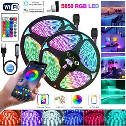 WiFi RGB LED Strip Light - SMD 5050 USB Bluetooth Tape, 15-20m Ribbon for Room Decor, Ice String, Wall Decoration